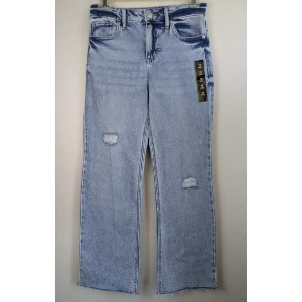 Art Class Girls Baggy Jeans 12 Light Wash Distressed Denim Adjustable Waist NEW